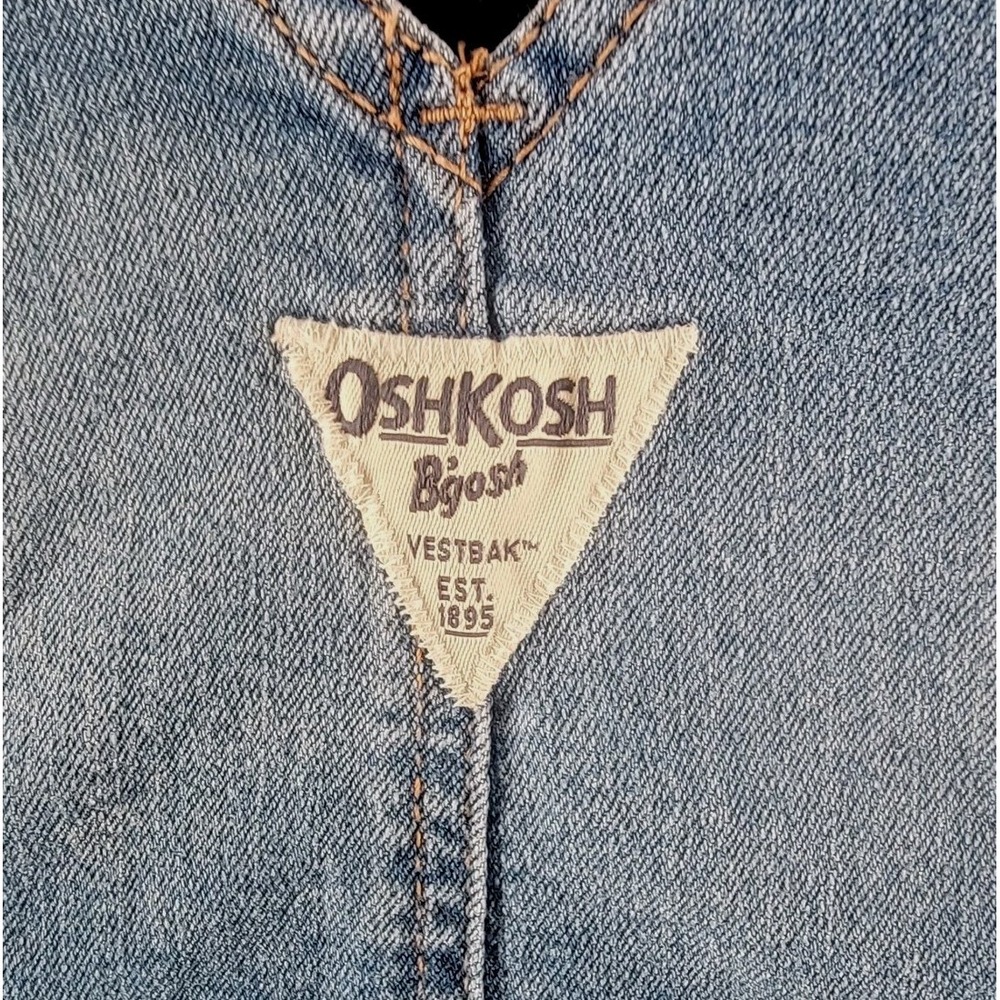 Osh Kosh B'Gosh Girls Short Overalls Vestback Embroidered Denim Shortall Size 4T - Picture 6 of 9